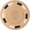 JONATHAN Y Porto Jute Circle Natural/Cream/Black 5′ Round Indoor Area Rug, Cottage, Geometric, Easy-Cleaning for Living Room, Bedroom, Kitchen, Pet Friendly, Non-Shedding (RNF106A-5R)(4’1″ (Round))