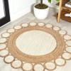 JONATHAN Y Skye Two-Tone Jute Circle Cream/Natural 5′ Round Indoor Area Rug, Geometric, Cottage, Easy-Cleaning for Living Room, Bedroom, Kitchen, Pet Friendly, Non-Shedding (RNF113A-5R)(5’1″ (Round))