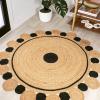 JONATHAN Y Two-Tone Jute Circle Medallion Black/Natural 5′ Round Indoor Area Rug, Aurora Hippy, Cottage, Easy-Cleaning for Living Room, Bedroom, Kitchen, Pet Friendly, Non-Shedding (RNF109A-5R)(4’1″ (Round))
