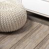 JONATHAN Y Wide Stripe Indoor Outdoor Round Area Rug 6 Ft Brown/Natural, Bo Modern Farmhouse for Backyard, Patio, Porch, Easy-Cleaning, High Traffic, Pet-Friendly, Non-Shedding (TSN101A-6R)(6’7″ (Round))