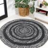 JONATHAN Y Abyss Braided Jute White/Multi 5′ Round Indoor Area Rug, Bohemian, Classic, Coastal, Easy-Cleaning for Living Room, Bedroom, Kitchen, Pet Friendly, Non-Shedding (RNF117B-5R)(Black)