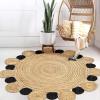 JONATHAN Y Ayana Two-Tone Jute Hippy Circle Natural/Cream 5′ Round Indoor Area Rug, Cottage, Coastal, Easy-Cleaning for Living Room, Bedroom, Kitchen, Pet Friendly, Non-Shedding (RNF107A-5R)(Natural/Black)