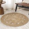 JONATHAN Y Cassia Jute Boho Circle Natural 5′ Round Indoor Area Rug, Natural-Fibers, Geometric, Easy-Cleaning for Living Room, Bedroom, Kitchen, Pet Friendly, Non-Shedding (RNF100A-5R)(4′ (Round))