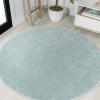 JONATHAN Y Haze Solid Low-Pile Aqua Blue 5′ Round Indoor Area Rug, Coastal,Bohemian,Minimalist,Classic, Easy-Cleaning for Living Room,Bedroom,Kitchen,Pet Friendly,Non-Shedding (SEU100S-5R)