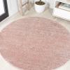 JONATHAN Y Haze Solid Low-Pile Pink 5′ Round Indoor Area Rug, Coastal,Bohemian,Minimalist,Classic, Easy-Cleaning for Living Room,Bedroom,Kitchen,Pet Friendly,Non-Shedding (SEU100P-5R)