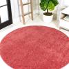 JONATHAN Y Haze Solid Low-Pile Red 5′ Round Indoor Area Rug, Coastal,Bohemian,Minimalist,Classic, Easy-Cleaning for Living Room,Bedroom,Kitchen,Pet Friendly,Non-Shedding (SEU100E-5R)