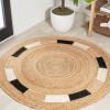 JONATHAN Y Porto Jute Circle Natural/Cream/Black 5′ Round Indoor Area Rug, Cottage, Geometric, Easy-Cleaning for Living Room, Bedroom, Kitchen, Pet Friendly, Non-Shedding (RNF106A-5R)(6’1″ (Round))