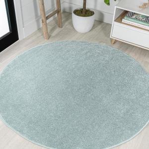JONATHAN Y Haze Solid Low-Pile Aqua Blue 5′ Round Indoor Area Rug, Coastal,Bohemian,Minimalist,Classic, Easy-Cleaning for Living Room,Bedroom,Kitchen,Pet Friendly,Non-Shedding (SEU100S-5R)