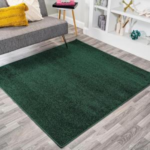 JONATHAN Y Haze Solid Low-Pile Emerald 5×5 Square Indoor Area Rug, Coastal,Bohemian,Minimalist,Classic, Easy-Cleaning for Living Room,Bedroom,Kitchen,Pet Friendly,Non-Shedding (SEU100L-5SQ)