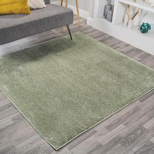 JONATHAN Y Haze Solid Low-Pile Green 5×5 Square Indoor Area Rug, Coastal,Bohemian,Minimalist,Classic, Easy-Cleaning for Living Room,Bedroom,Kitchen,Pet Friendly,Non-Shedding (SEU100O-5SQ)