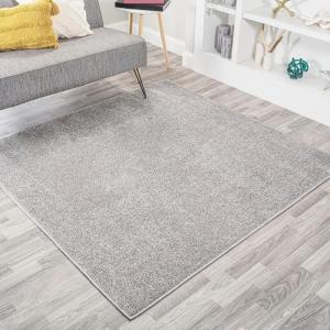 JONATHAN Y Haze Solid Low-Pile Light Gray 5×5 Square Indoor Area Rug, Coastal,Bohemian,Minimalist,Classic, Easy-Cleaning for Living Room,Bedroom,Kitchen,Pet Friendly,Non-Shedding (SEU100K-5SQ)