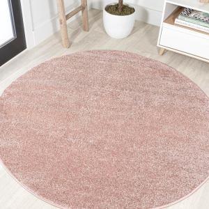 JONATHAN Y Haze Solid Low-Pile Pink 5′ Round Indoor Area Rug, Coastal,Bohemian,Minimalist,Classic, Easy-Cleaning for Living Room,Bedroom,Kitchen,Pet Friendly,Non-Shedding (SEU100P-5R)