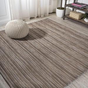 JONATHAN Y Pinstripe Indoor Outdoor Round Area Rug 6 Ft Natural/Brown, Finn Modern Farmhouse for Backyard, Patio, Porch, Easy-Cleaning, High Traffic, Pet-Friendly, Non-Shedding (TSN103A-6R)(6’7″ x 6’7″ (Square))