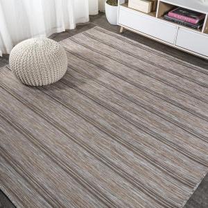 JONATHAN Y Wide Stripe Indoor Outdoor Round Area Rug 6 Ft Brown/Natural, Bo Modern Farmhouse for Backyard, Patio, Porch, Easy-Cleaning, High Traffic, Pet-Friendly, Non-Shedding (TSN101A-6R)(6’7″ x 6’7″ (Square))