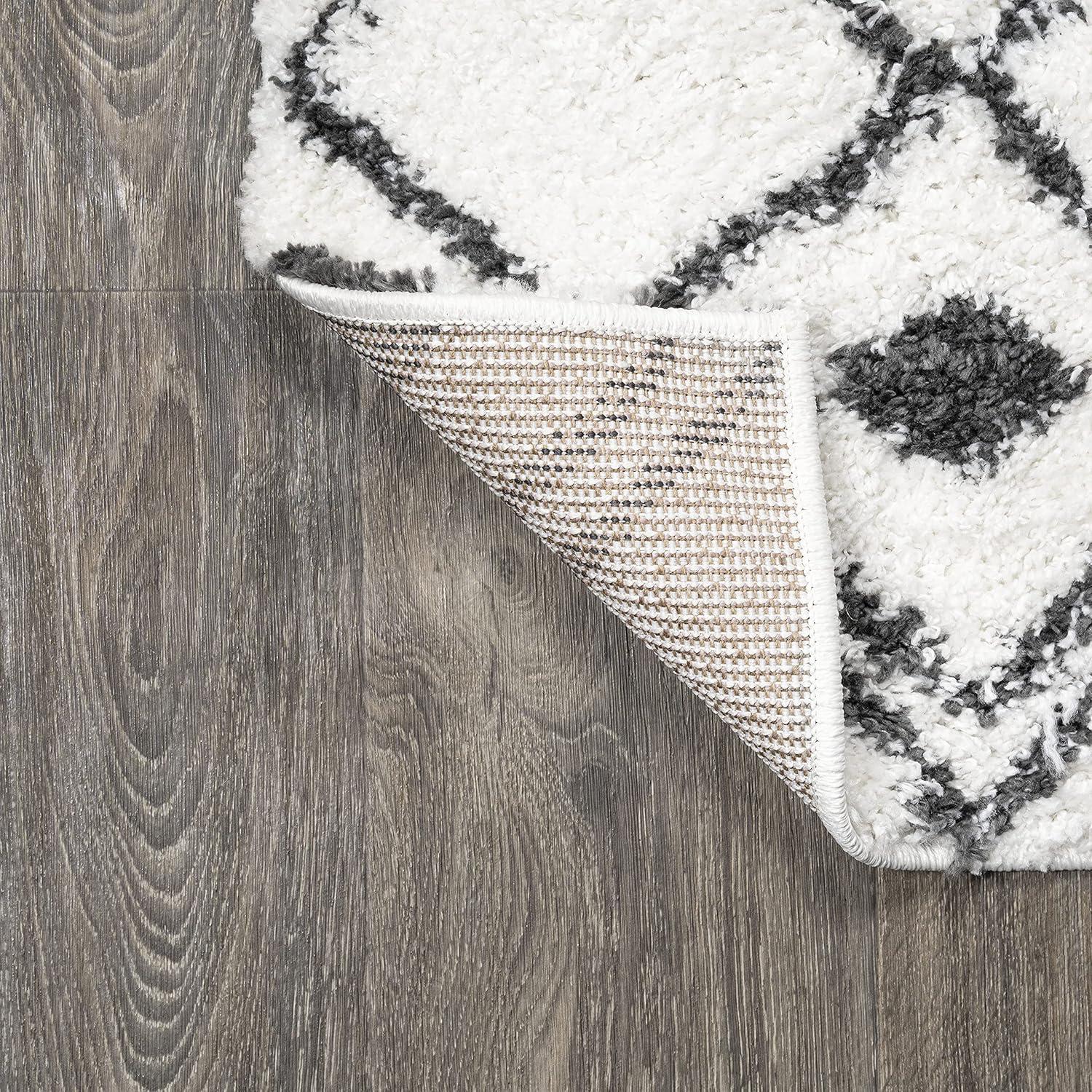 image:imageJONATHAN Y Caimari Moroccan Diamond Shag WhiteGray Runner Rug 2x8 Bohemian Contemporary EasyCleaning for Living Room Bedroom Kitchen Pet Friendly NonShedding MOH412A282 x 10 Runner