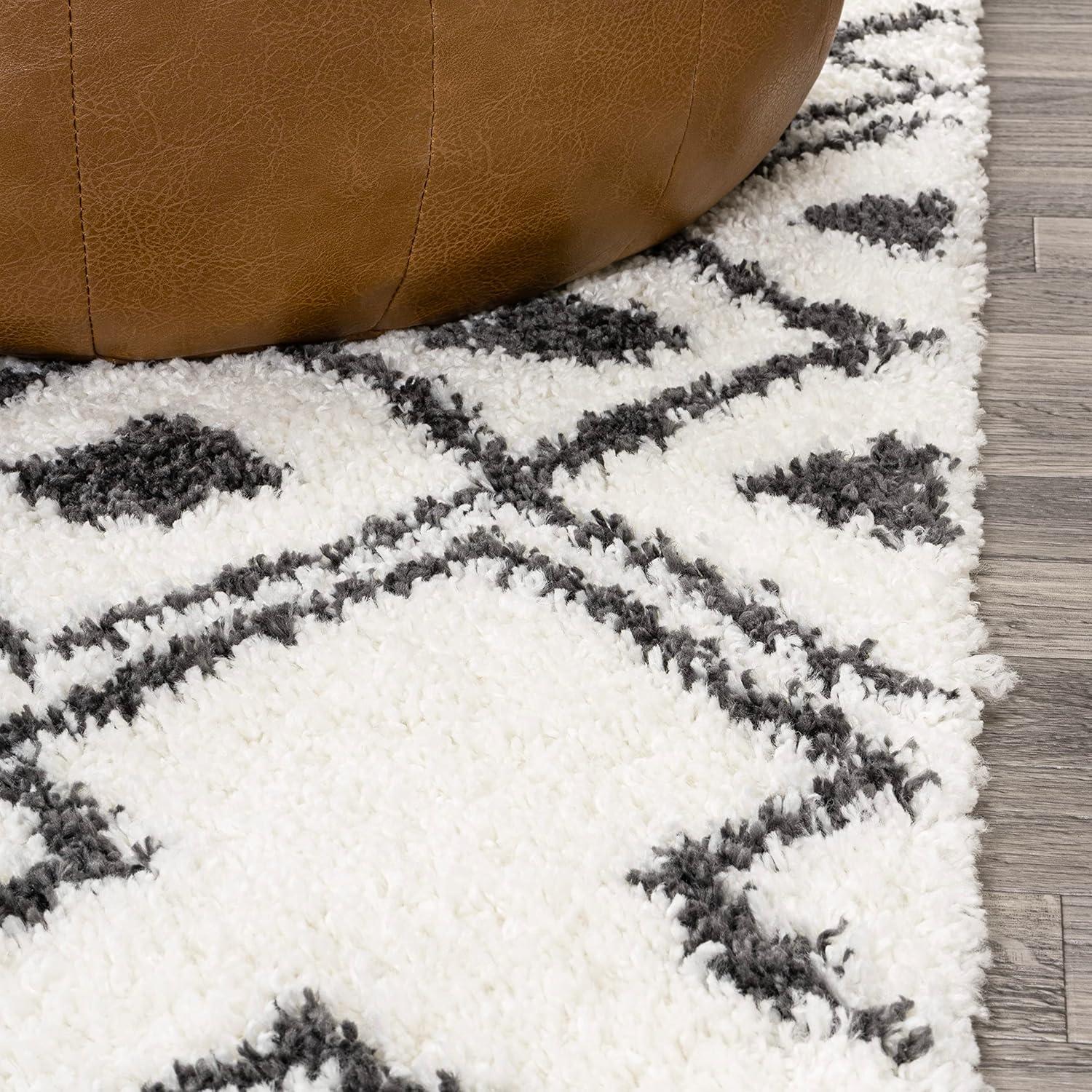 image:imageJONATHAN Y Caimari Moroccan Diamond Shag WhiteGray Runner Rug 2x8 Bohemian Contemporary EasyCleaning for Living Room Bedroom Kitchen Pet Friendly NonShedding MOH412A2851 x 8 Rectangular