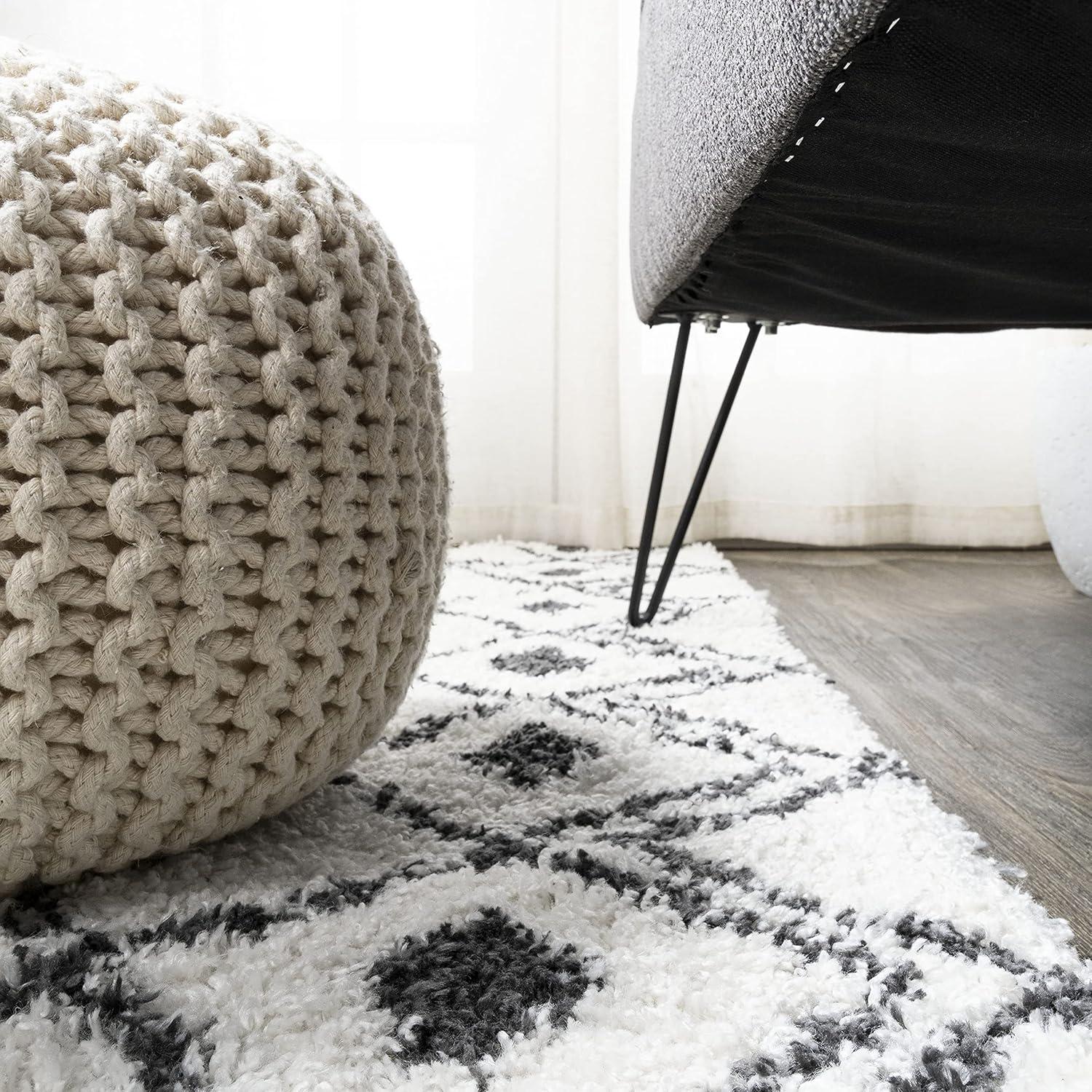 image:imageJONATHAN Y Caimari Moroccan Diamond Shag WhiteGray Runner Rug 2x8 Bohemian Contemporary EasyCleaning for Living Room Bedroom Kitchen Pet Friendly NonShedding MOH412A282 x 10 Runner