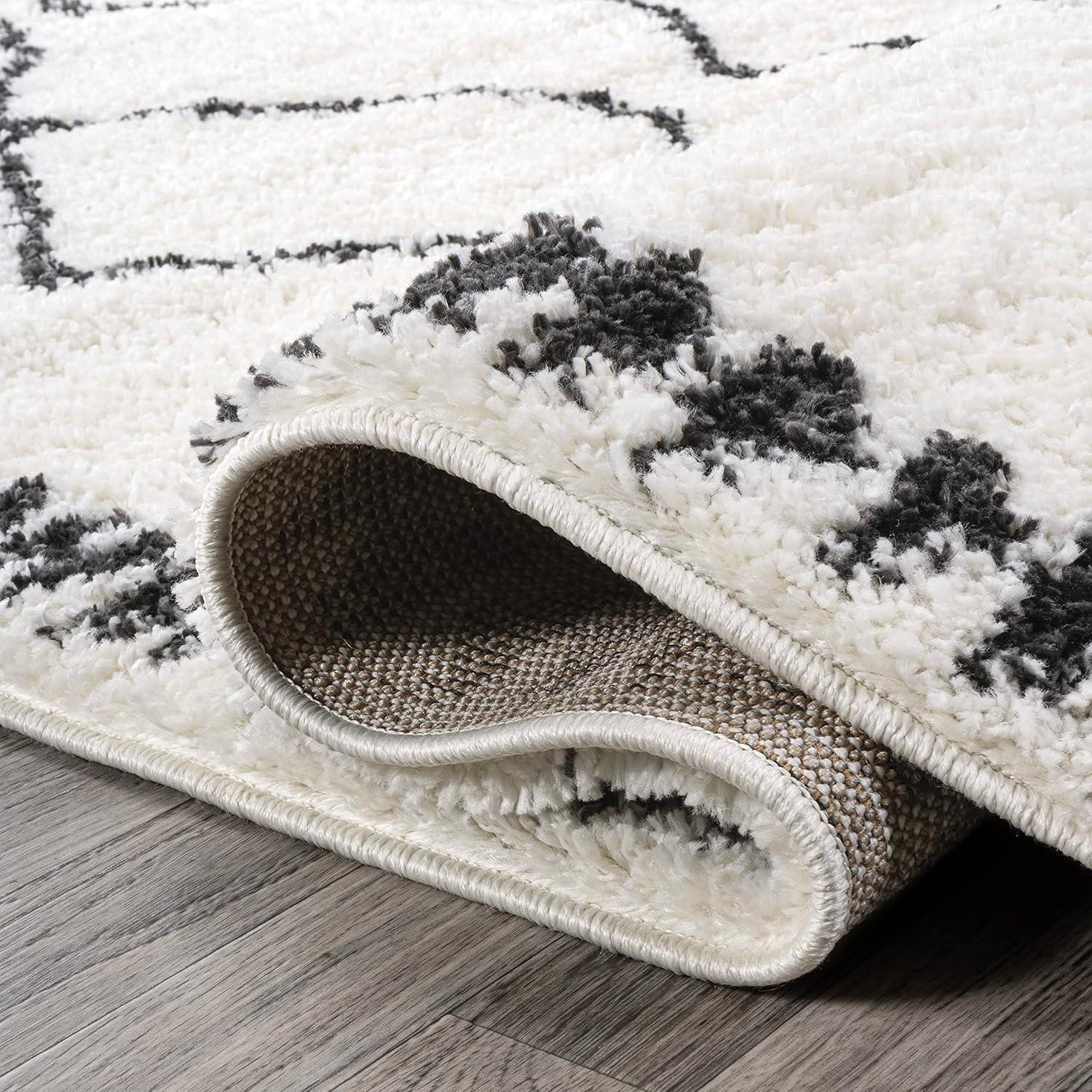 image:imageJONATHAN Y Calvia Moroccan Diamond Shag WhiteGray Runner Rug 2x8 Bohemian Contemporary EasyCleaning for Living Room Bedroom Kitchen Pet Friendly NonShedding MOH404A2851 x 8 Rectangular