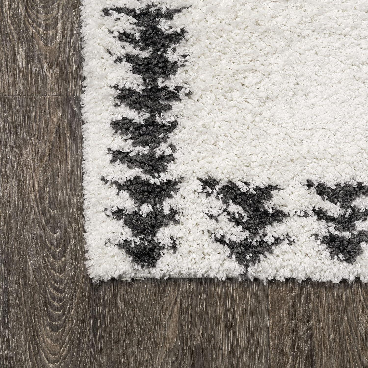 image:imageJONATHAN Y Calvia Moroccan Diamond Shag WhiteGray Runner Rug 2x8 Bohemian Contemporary EasyCleaning for Living Room Bedroom Kitchen Pet Friendly NonShedding MOH404A2879 x 10 Rectangular