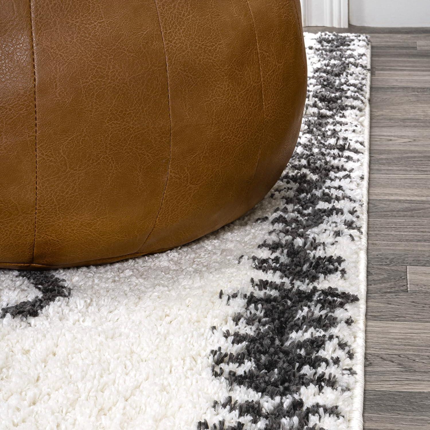 image:imageJONATHAN Y Calvia Moroccan Diamond Shag WhiteGray Runner Rug 2x8 Bohemian Contemporary EasyCleaning for Living Room Bedroom Kitchen Pet Friendly NonShedding MOH404A2879 x 10 Rectangular