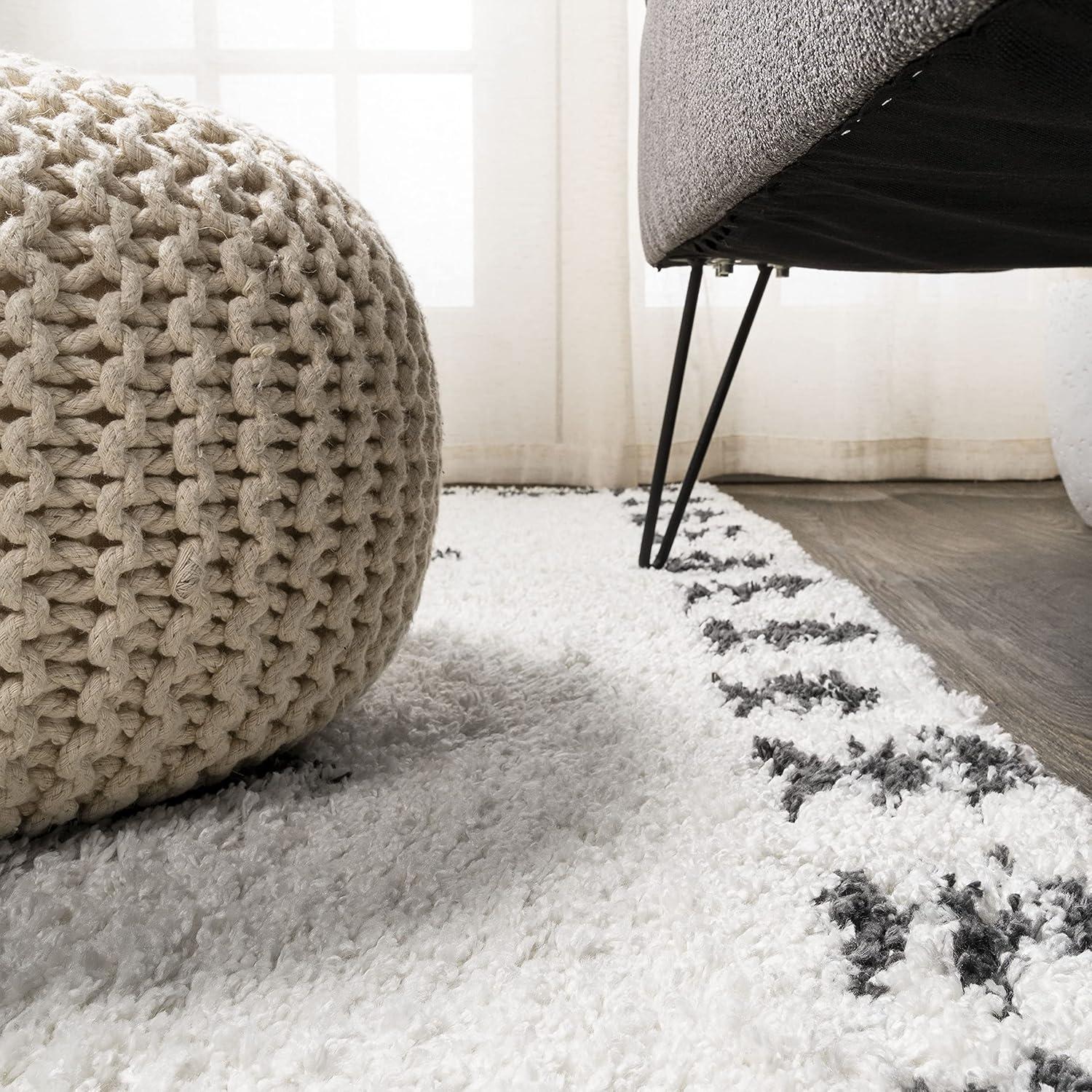 image:imageJONATHAN Y Calvia Moroccan Diamond Shag WhiteGray Runner Rug 2x8 Bohemian Contemporary EasyCleaning for Living Room Bedroom Kitchen Pet Friendly NonShedding MOH404A282 x 8 Runner