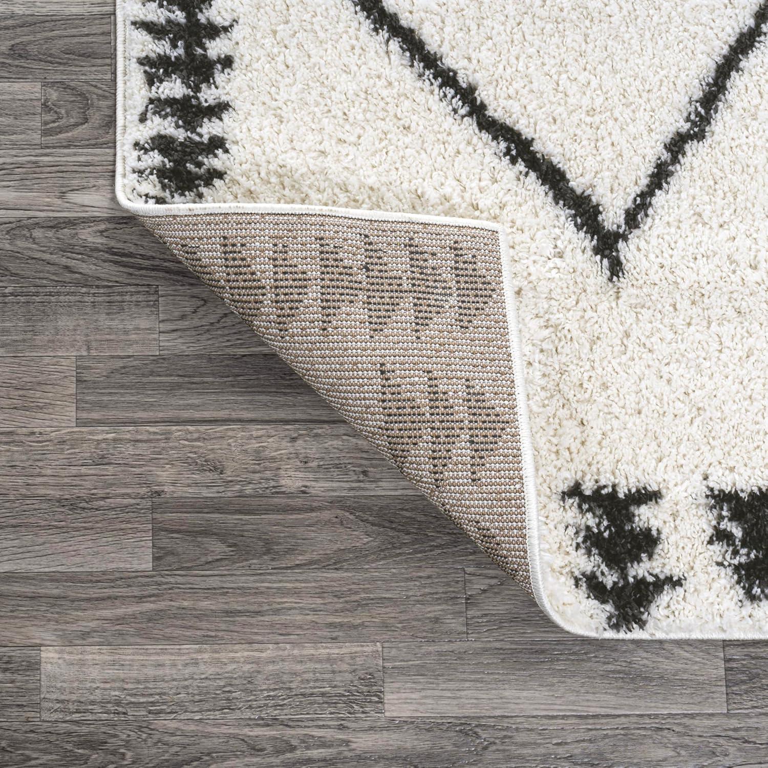 image:imageJONATHAN Y Calvia Moroccan Diamond Shag WhiteGray Runner Rug 2x8 Bohemian Contemporary EasyCleaning for Living Room Bedroom Kitchen Pet Friendly NonShedding MOH404A2879 x 10 Rectangular