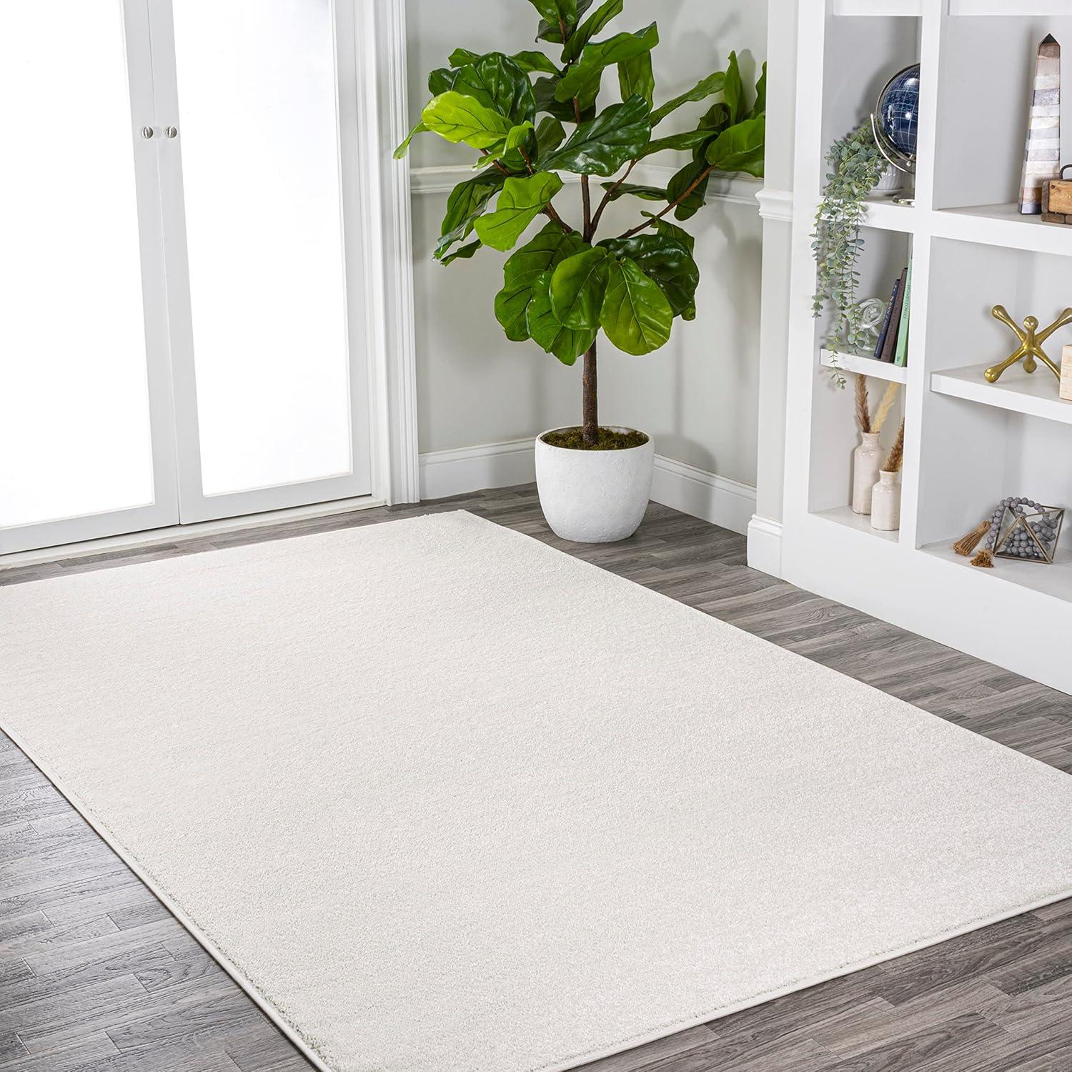 image:imageJONATHAN Y Haze Solid LowPile Cream Indoor Area Rug 5x8 CoastalBohemianMinimalistClassic EasyCleaning for Living RoomBedroomKitchenPet FriendlyNonShedding SEU100T5