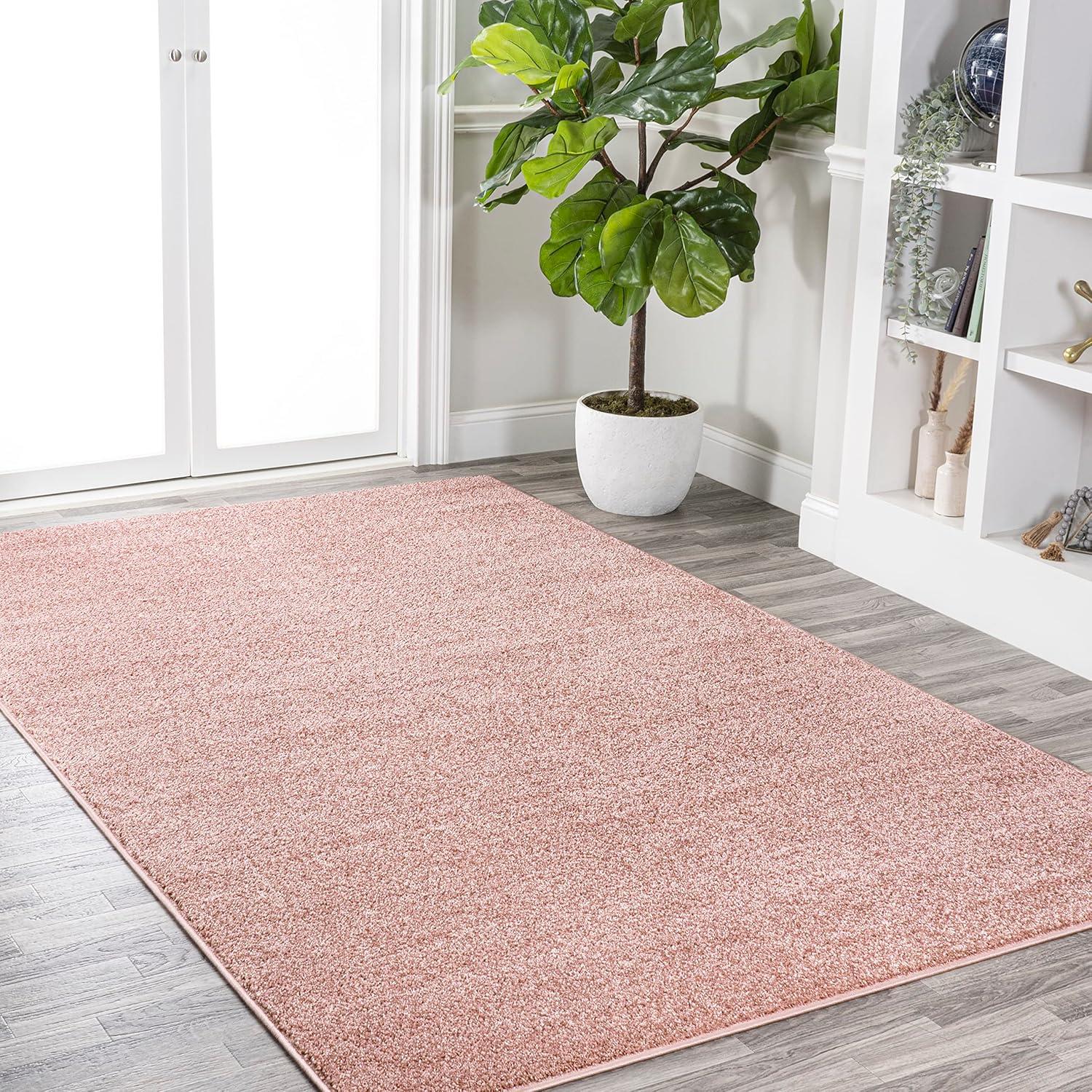 image:imageJONATHAN Y Haze Solid LowPile Pink Indoor Area Rug 5x8 CoastalBohemianMinimalistClassic EasyCleaning for Living RoomBedroomKitchenPet FriendlyNonShedding SEU100P5