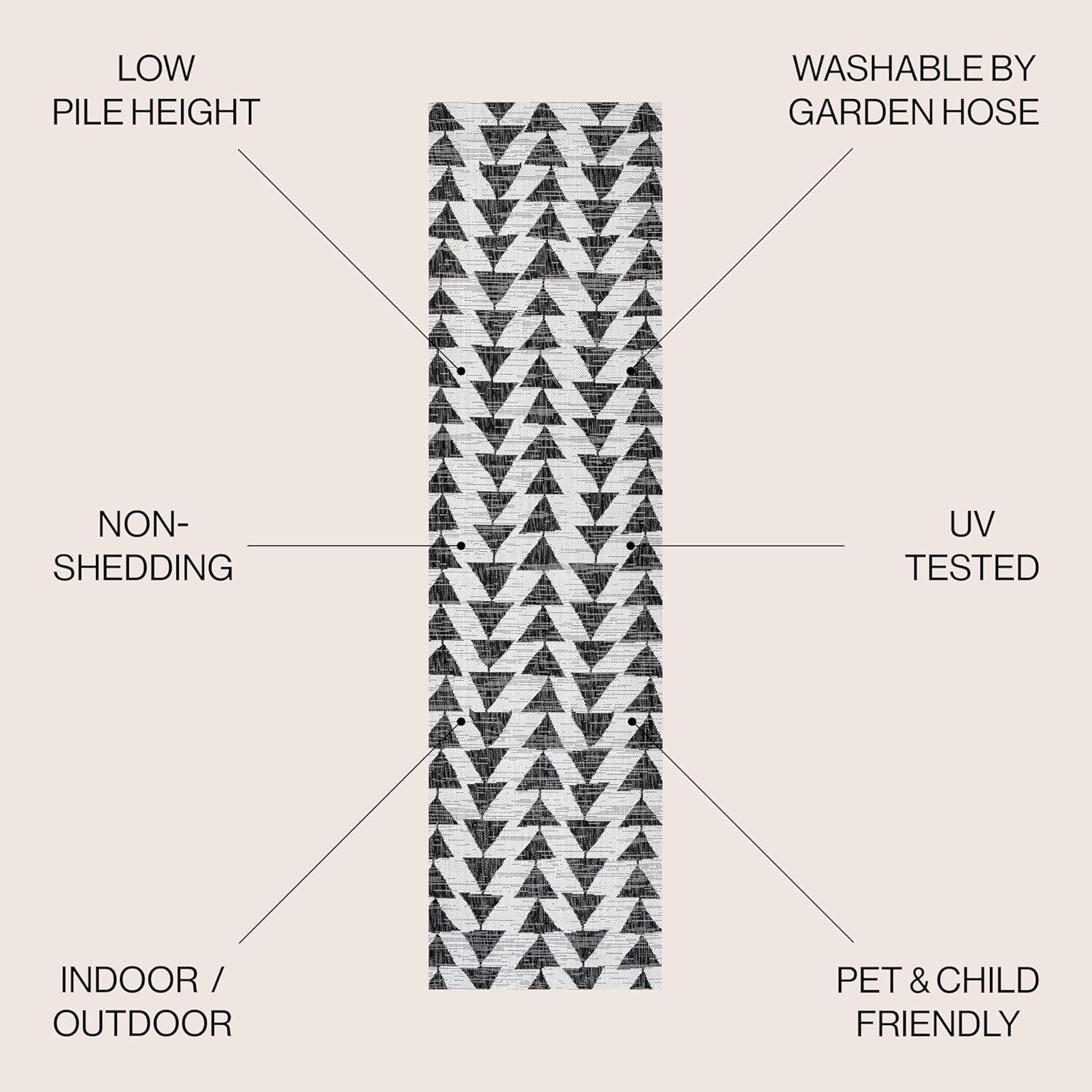 image:imageJONATHAN Y Tribal Geometric Indoor Outdoor Area Rug 5X8 BrownBeige Andratx Modern for Backyard Patio Porch EasyCleaning High Traffic PetFriendly NonShedding SMB126A5IvoryBlack