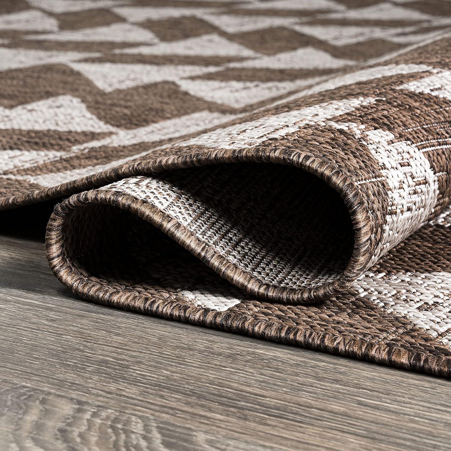 image:imageJONATHAN Y Tribal Geometric Indoor Outdoor Area Rug 5X8 BrownBeige Andratx Modern for Backyard Patio Porch EasyCleaning High Traffic PetFriendly NonShedding SMB126A5BrownBeige