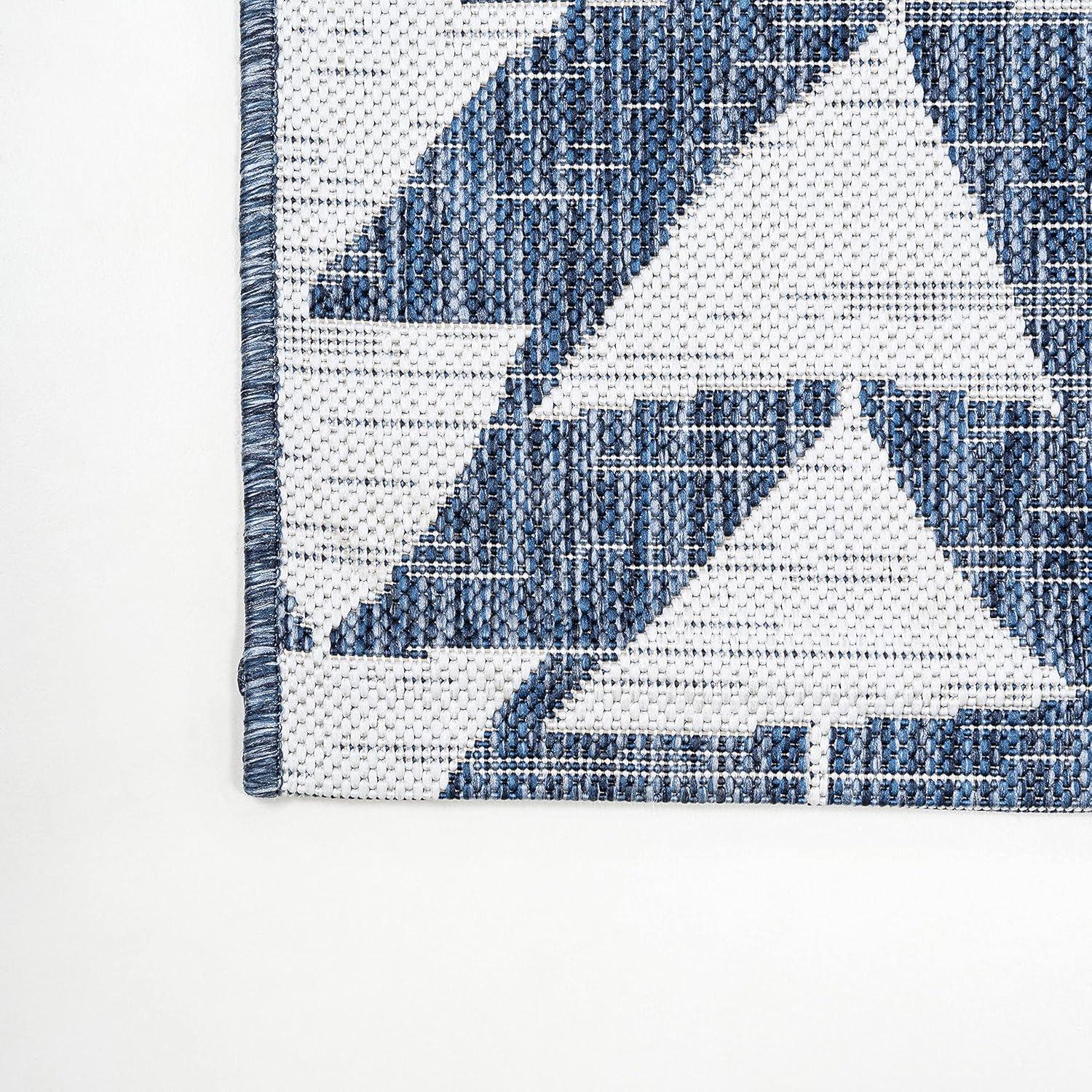 image:imageJONATHAN Y Tribal Geometric Indoor Outdoor Area Rug 5X8 BrownBeige Andratx Modern for Backyard Patio Porch EasyCleaning High Traffic PetFriendly NonShedding SMB126A5BlueIvory