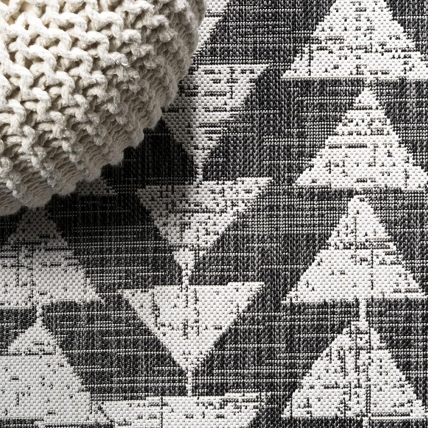 image:imageJONATHAN Y Tribal Geometric Indoor Outdoor Area Rug 5X8 BrownBeige Andratx Modern for Backyard Patio Porch EasyCleaning High Traffic PetFriendly NonShedding SMB126A5BlackIvory