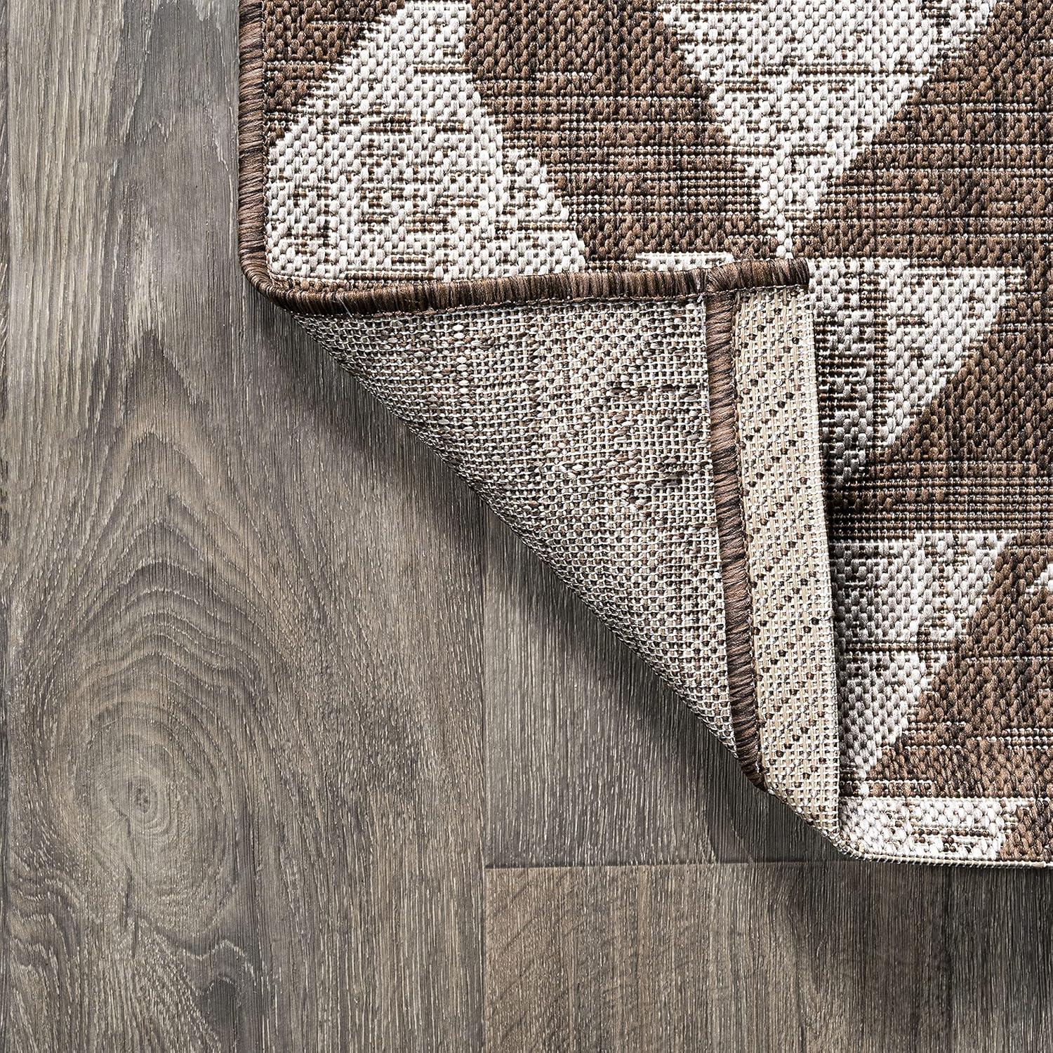 image:imageJONATHAN Y Tribal Geometric Indoor Outdoor Area Rug 5X8 BrownBeige Andratx Modern for Backyard Patio Porch EasyCleaning High Traffic PetFriendly NonShedding SMB126A5BrownBeige