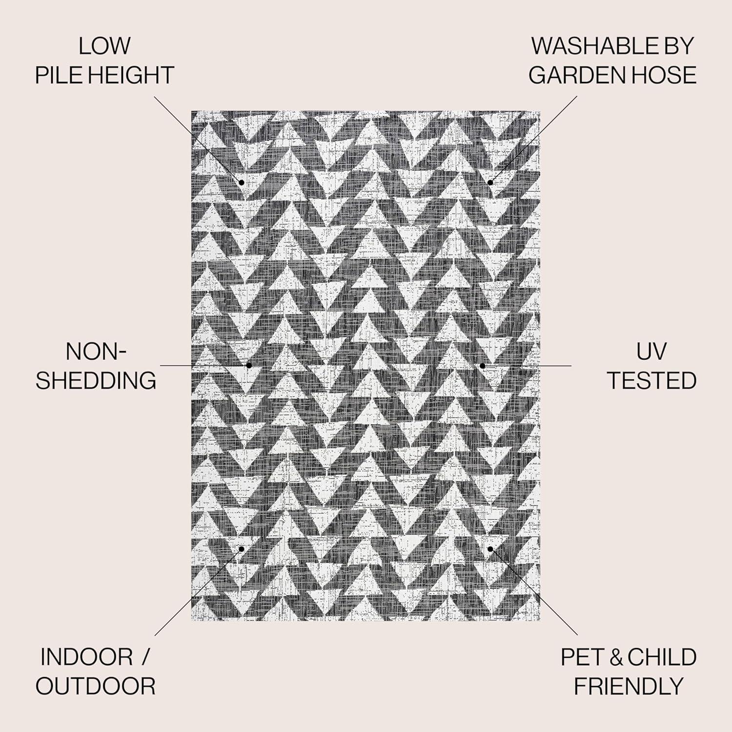 image:imageJONATHAN Y Tribal Geometric Indoor Outdoor Area Rug 5X8 BrownBeige Andratx Modern for Backyard Patio Porch EasyCleaning High Traffic PetFriendly NonShedding SMB126A5BlackIvory