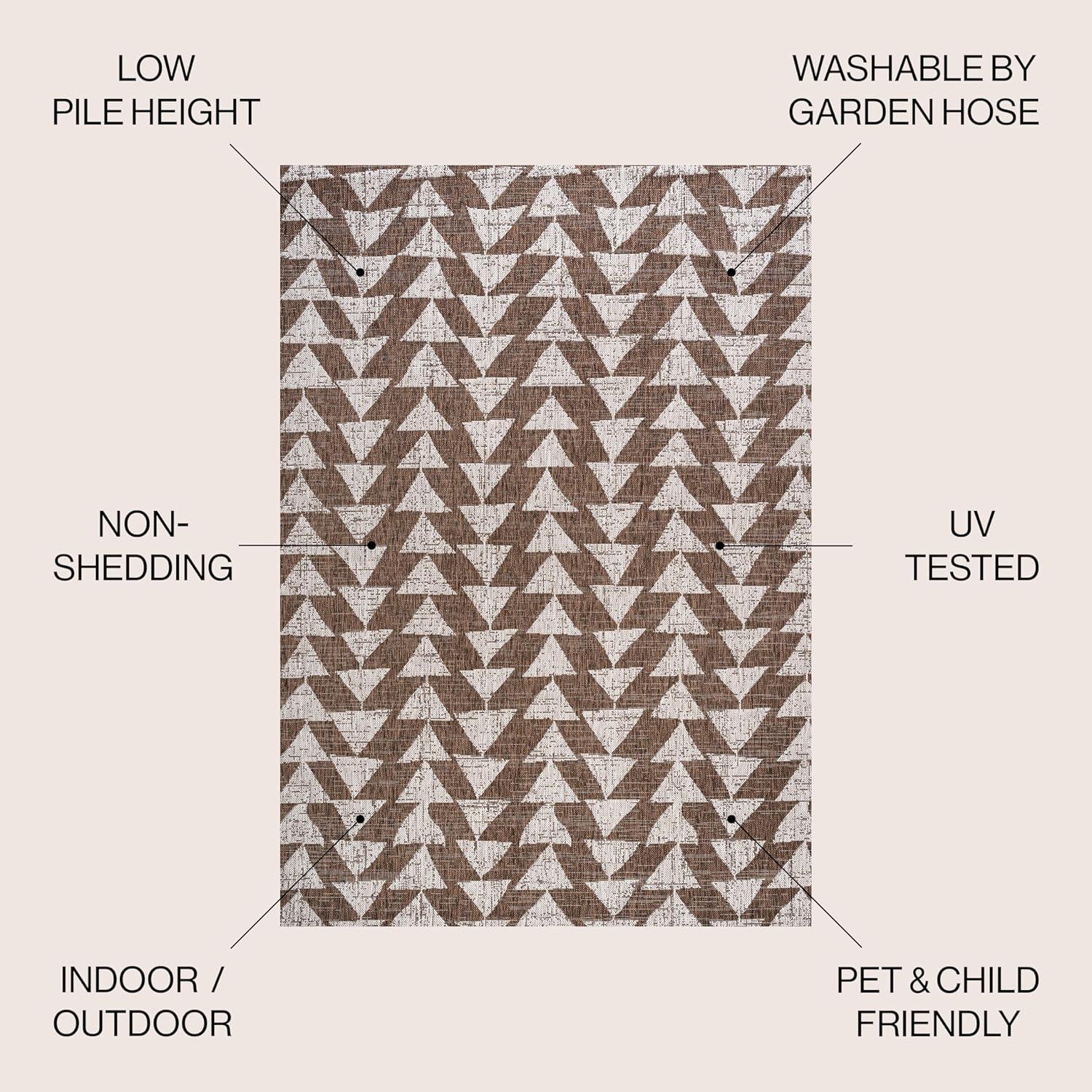 image:imageJONATHAN Y Tribal Geometric Indoor Outdoor Area Rug 5X8 BrownBeige Andratx Modern for Backyard Patio Porch EasyCleaning High Traffic PetFriendly NonShedding SMB126A5BrownBeige