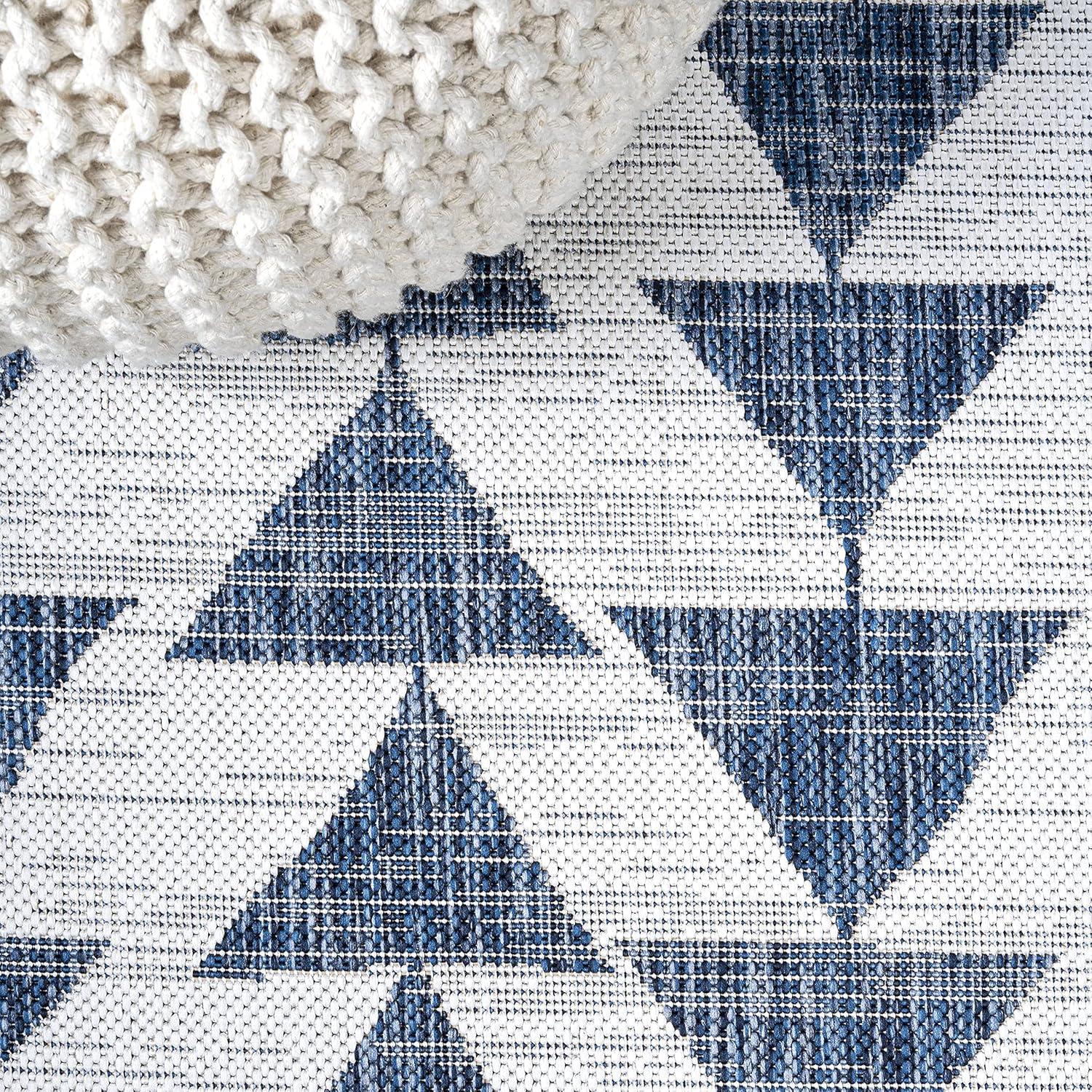 image:imageJONATHAN Y Tribal Geometric Indoor Outdoor Area Rug 5X8 BrownBeige Andratx Modern for Backyard Patio Porch EasyCleaning High Traffic PetFriendly NonShedding SMB126A5IvoryBlue