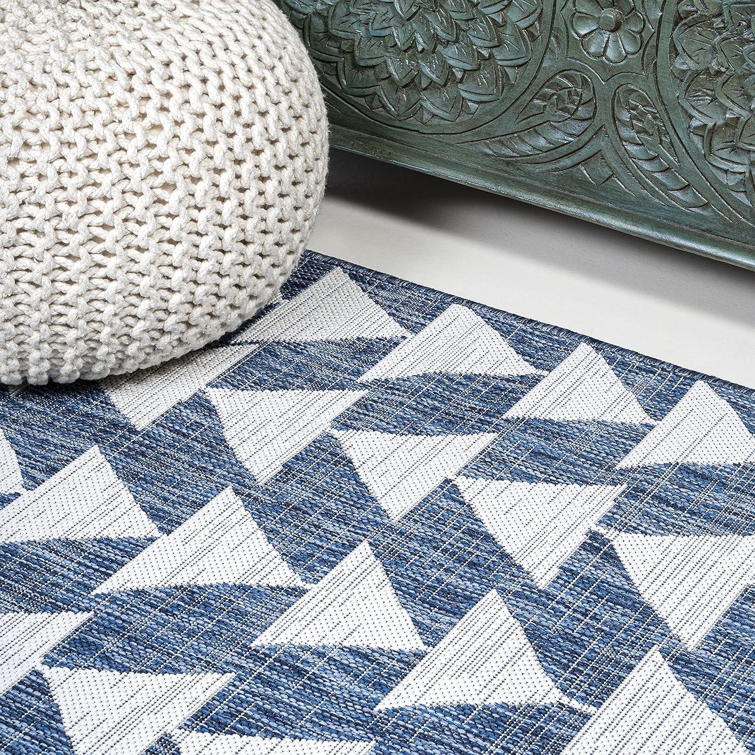 image:imageJONATHAN Y Tribal Geometric Indoor Outdoor Area Rug 5X8 BrownBeige Andratx Modern for Backyard Patio Porch EasyCleaning High Traffic PetFriendly NonShedding SMB126A5BlueIvory