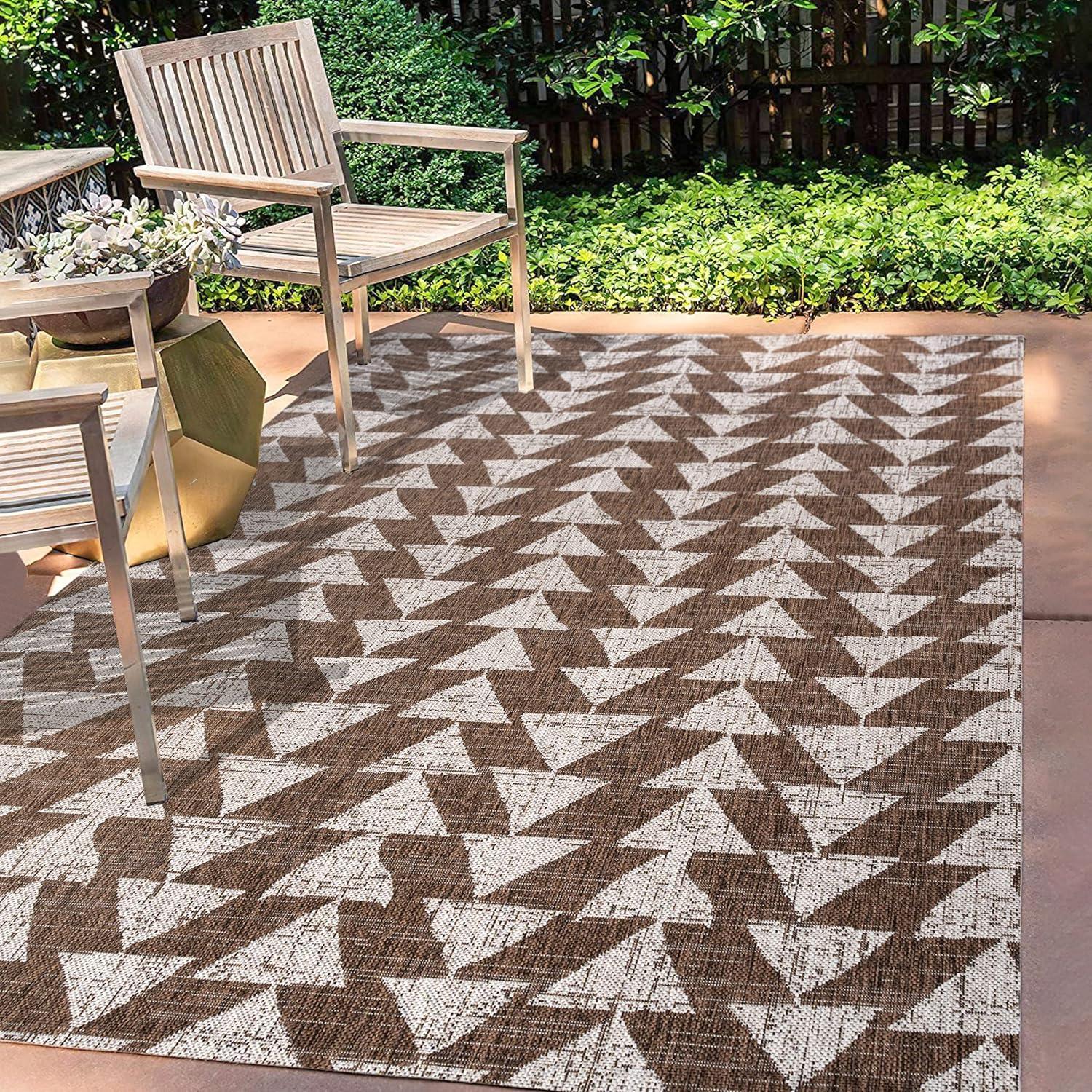 image:imageJONATHAN Y Tribal Geometric Indoor Outdoor Area Rug 5X8 BrownBeige Andratx Modern for Backyard Patio Porch EasyCleaning High Traffic PetFriendly NonShedding SMB126A5BrownBeige