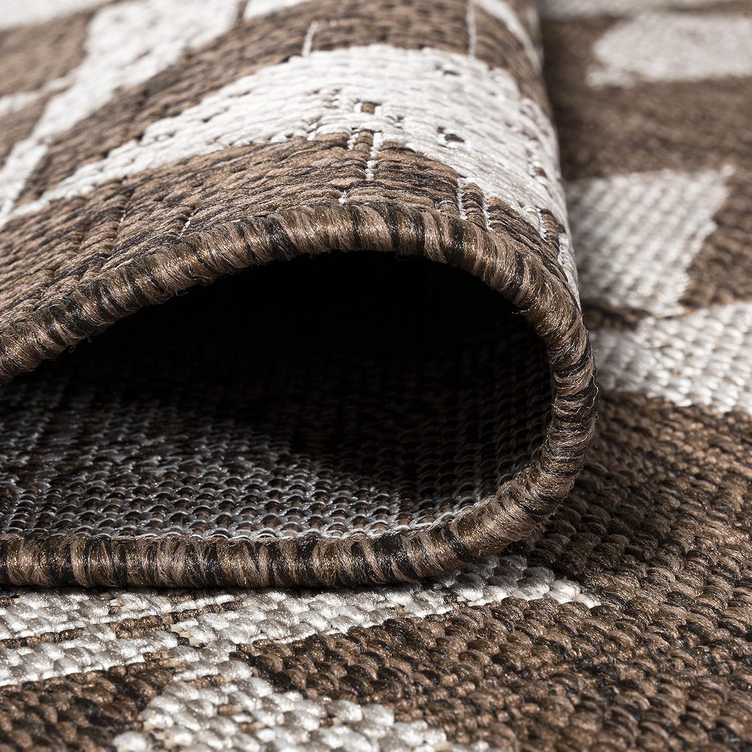 image:imageJONATHAN Y Tribal Geometric Indoor Outdoor Area Rug 5X8 BrownBeige Andratx Modern for Backyard Patio Porch EasyCleaning High Traffic PetFriendly NonShedding SMB126A5BrownBeige