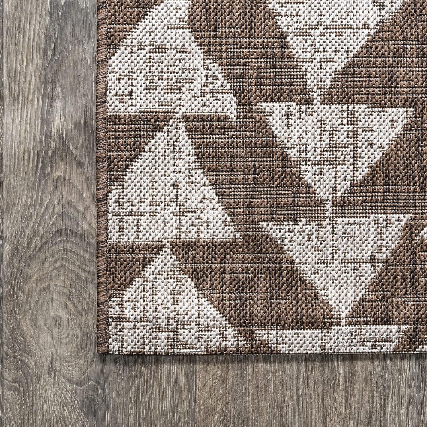 image:imageJONATHAN Y Tribal Geometric Indoor Outdoor Area Rug 5X8 BrownBeige Andratx Modern for Backyard Patio Porch EasyCleaning High Traffic PetFriendly NonShedding SMB126A5BrownBeige
