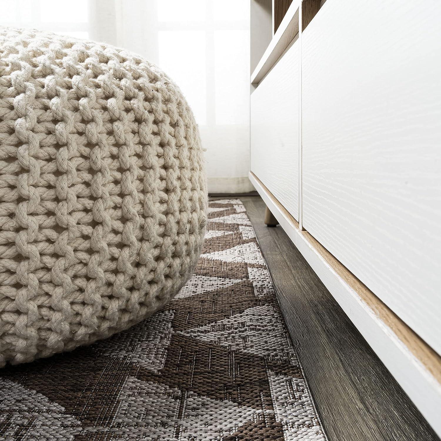image:imageJONATHAN Y Tribal Geometric Indoor Outdoor Area Rug 5X8 BrownBeige Andratx Modern for Backyard Patio Porch EasyCleaning High Traffic PetFriendly NonShedding SMB126A5BrownBeige
