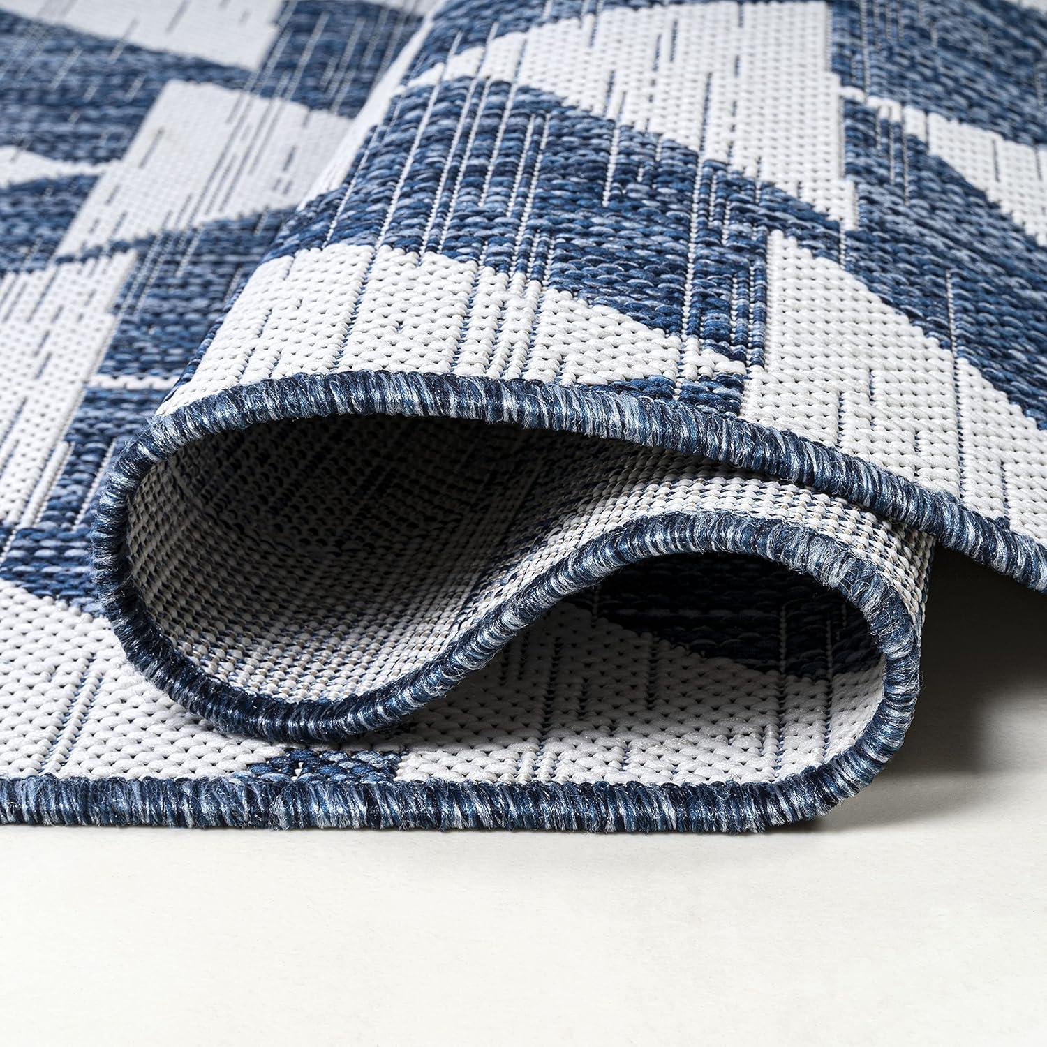 image:imageJONATHAN Y Tribal Geometric Indoor Outdoor Area Rug 5X8 BrownBeige Andratx Modern for Backyard Patio Porch EasyCleaning High Traffic PetFriendly NonShedding SMB126A5BlueIvory