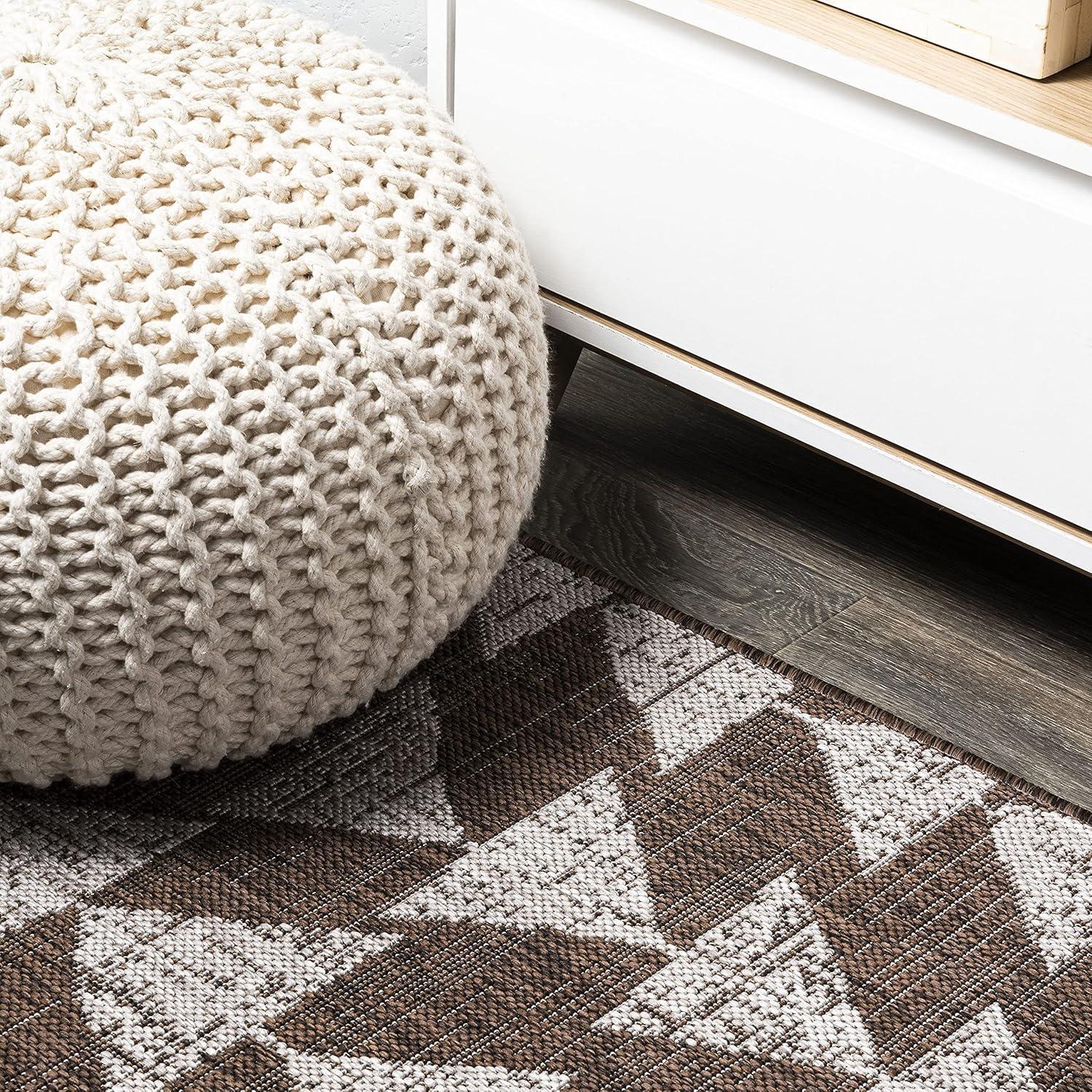 image:imageJONATHAN Y Tribal Geometric Indoor Outdoor Area Rug 5X8 BrownBeige Andratx Modern for Backyard Patio Porch EasyCleaning High Traffic PetFriendly NonShedding SMB126A5BrownBeige