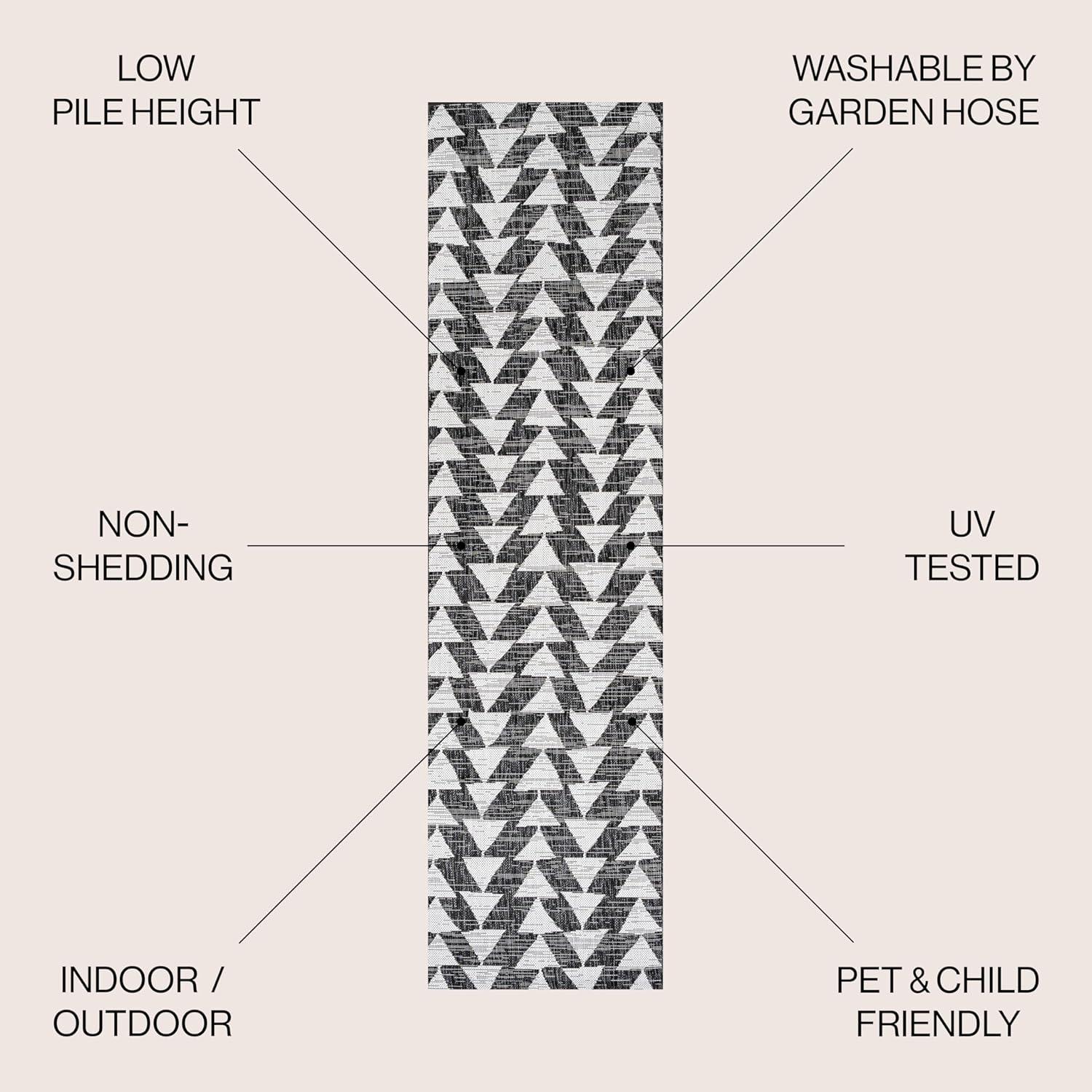 image:imageJONATHAN Y Tribal Geometric Indoor Outdoor Area Rug 5X8 BrownBeige Andratx Modern for Backyard Patio Porch EasyCleaning High Traffic PetFriendly NonShedding SMB126A5BlackIvory