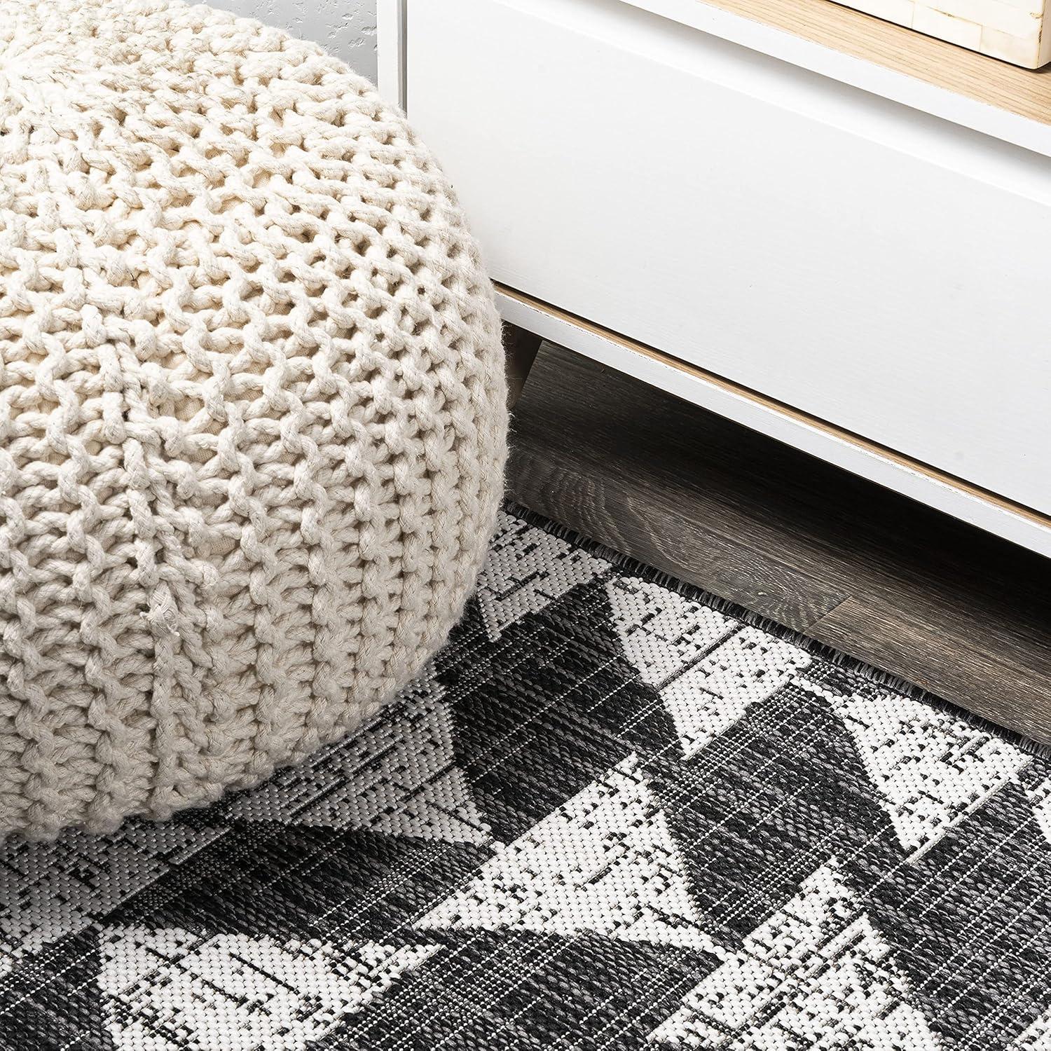 image:imageJONATHAN Y Tribal Geometric Indoor Outdoor Area Rug 5X8 BrownBeige Andratx Modern for Backyard Patio Porch EasyCleaning High Traffic PetFriendly NonShedding SMB126A5BlackIvory