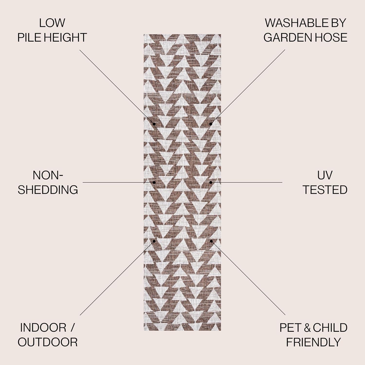 image:imageJONATHAN Y Tribal Geometric Indoor Outdoor Area Rug 5X8 BrownBeige Andratx Modern for Backyard Patio Porch EasyCleaning High Traffic PetFriendly NonShedding SMB126A5BrownBeige