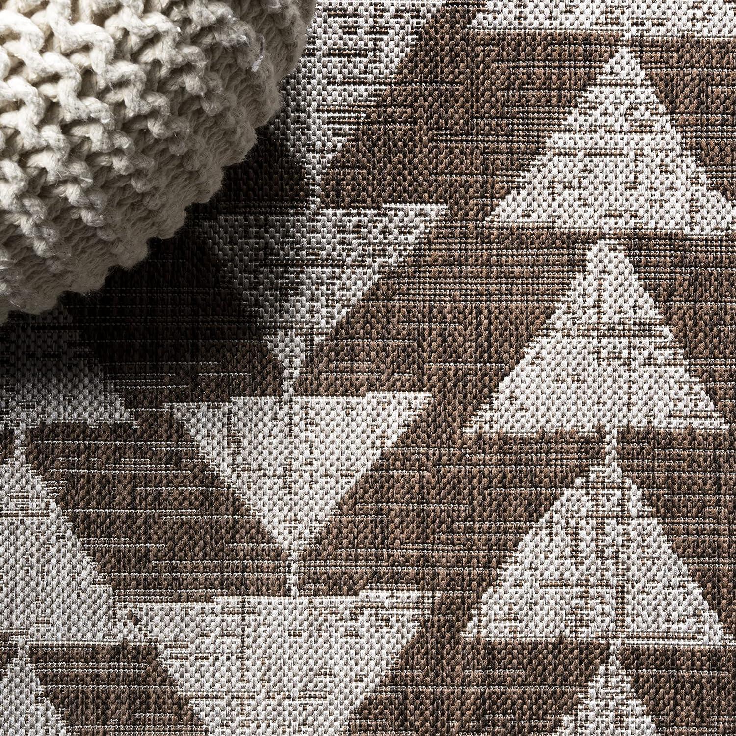 image:imageJONATHAN Y Tribal Geometric Indoor Outdoor Area Rug 5X8 BrownBeige Andratx Modern for Backyard Patio Porch EasyCleaning High Traffic PetFriendly NonShedding SMB126A5BrownBeige