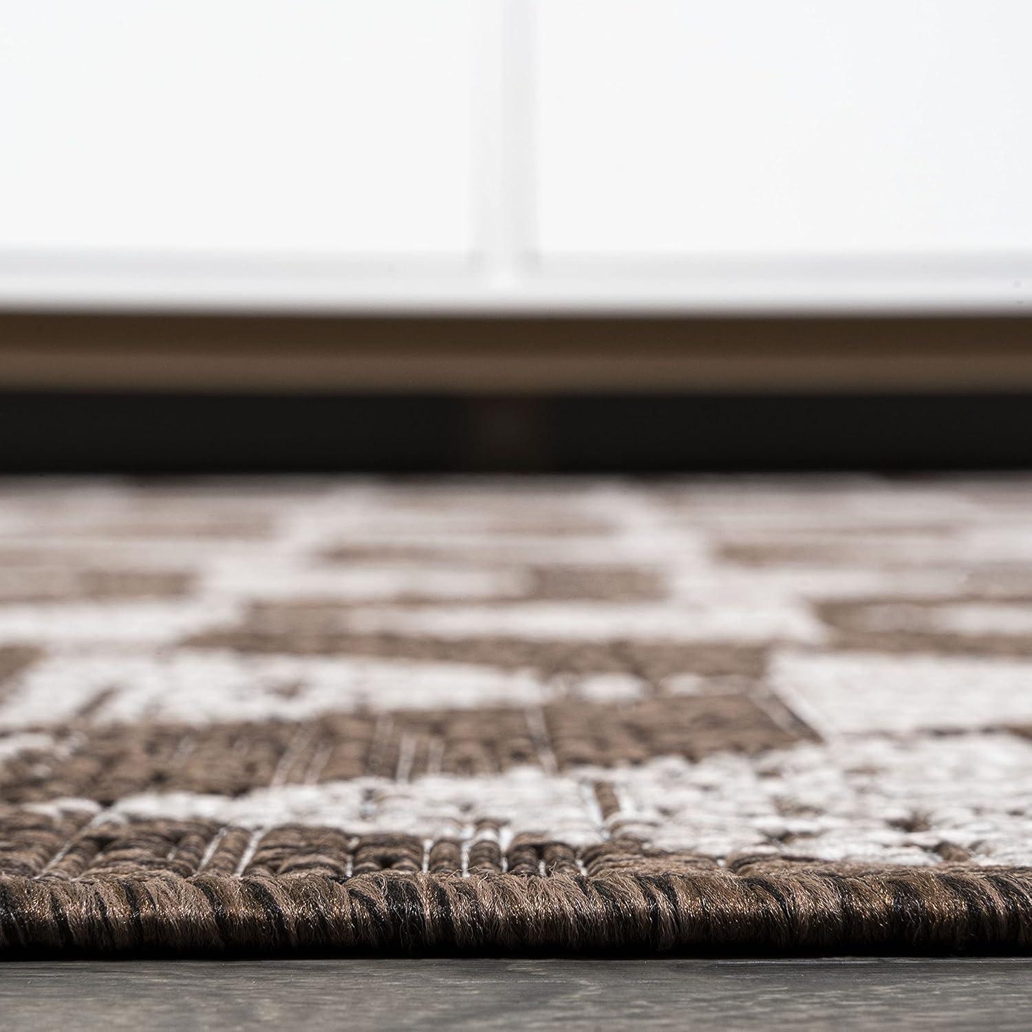 image:imageJONATHAN Y Tribal Geometric Indoor Outdoor Area Rug 5X8 BrownBeige Andratx Modern for Backyard Patio Porch EasyCleaning High Traffic PetFriendly NonShedding SMB126A5BrownBeige