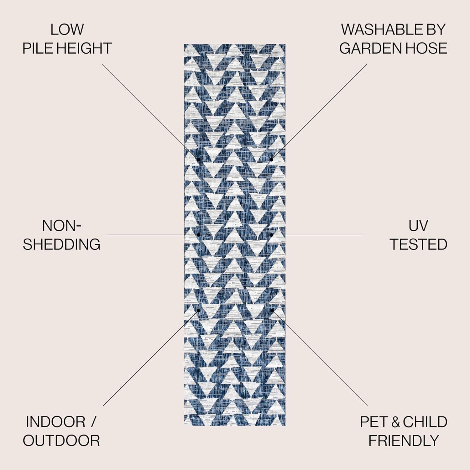 image:imageJONATHAN Y Tribal Geometric Indoor Outdoor Area Rug 5X8 BrownBeige Andratx Modern for Backyard Patio Porch EasyCleaning High Traffic PetFriendly NonShedding SMB126A5BlueIvory