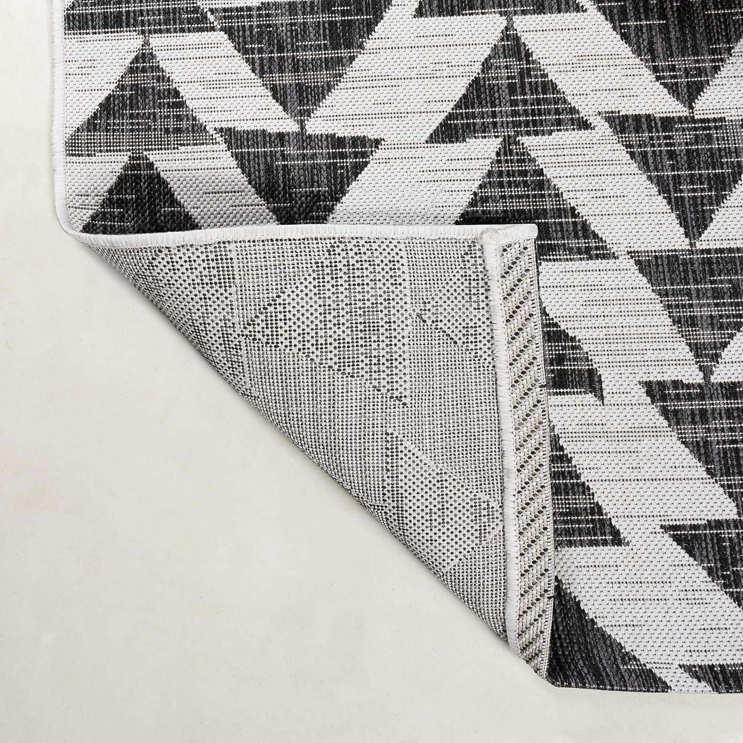 image:imageJONATHAN Y Tribal Geometric Indoor Outdoor Area Rug 5X8 BrownBeige Andratx Modern for Backyard Patio Porch EasyCleaning High Traffic PetFriendly NonShedding SMB126A5IvoryBlack